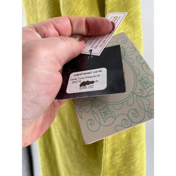 Chalet Women's Pistachio V-Neck Asymmetrical Tunic Top With Side Buttons & 3/4 S - Picture 12 of 13